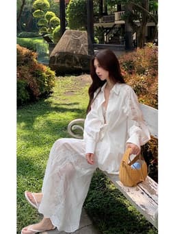 [Sẵn] Set Bộ Đồ Áo Sơ Mi Nữ Kiểu Chân Váy Trắng Ren Tay Dài Đi Biển Có Bigsize Xinh Mùa Hè Hot Trend 2025 Nữ SD800 17