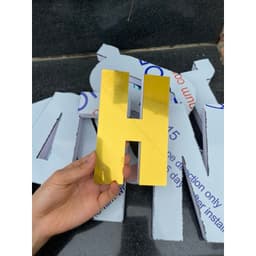 Chữ Nổi Gương Vàng  cao 20cm dày 2cm In Hoa Dán Tường Trang Trí Shop - Chữ Decor Biển quảng cáo Chất Liệu Fomex Alu 2