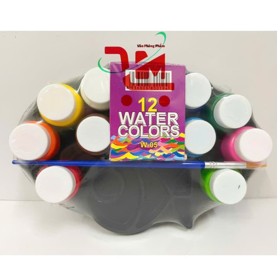 Vĩ 12 Lọ Màu Nước Con Cá WINQ W-05, Màu Sắc Bắt Mắt, Tươi Sáng, Sinh Động, Mang Lại Sự Yêu Thích Học Vẽ Cho Bé