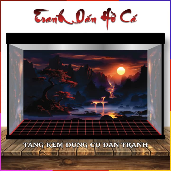 Tranh 3D dán hồ cá - tranh dán bể cá cảnh - decal dán bể cá thuỷ sinh - CÓ SẴN KEO DÁN