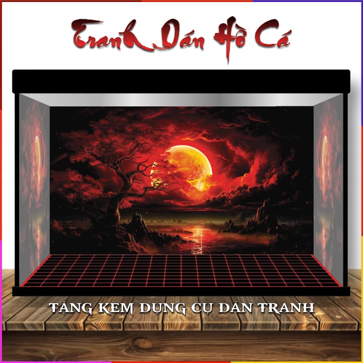 Tranh 3D dán hồ cá - tranh dán bể cá cảnh - decal dán bể cá thuỷ sinh - CÓ SẴN KEO DÁN