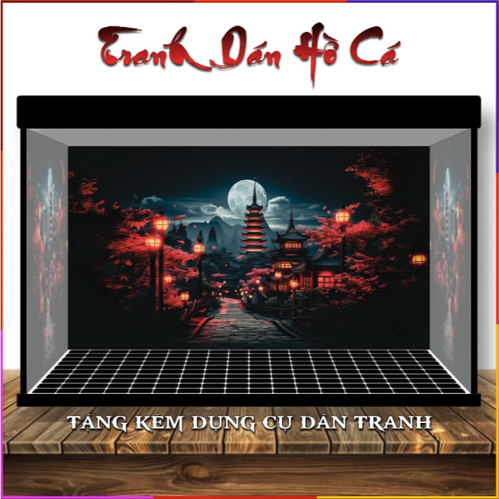 Tranh 3D dán hồ cá - tranh dán bể cá cảnh - decal dán bể cá thuỷ sinh - CÓ SẴN KEO DÁN