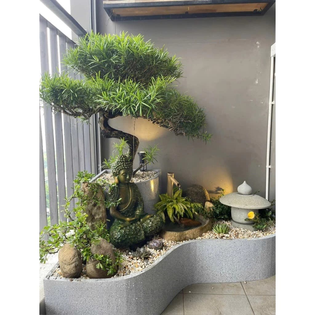 Chậu uốn góc, chậu tiểu cảnh góc ban công chất liệu composite siêu nhẹ, siêu bền (chưa kèm cây, tượng)