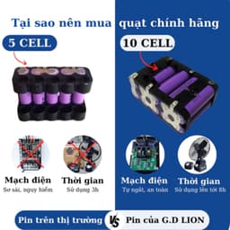 Quạt Mini Tích Điện DIDOOGLT Quạt Để Bàn Lượng Lớn 10 Cell Làm Mát Cực Nhanh Sử Dụng Liên Tục Nhiều Giờ 9