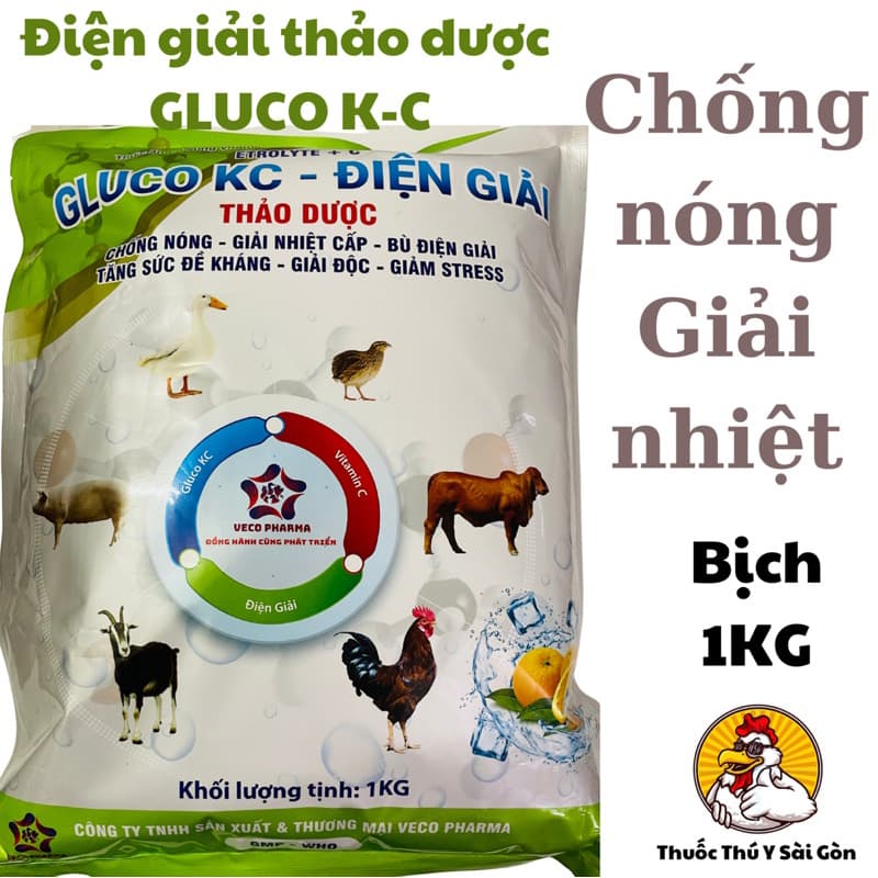ĐIỆN GIẢI THẢO DƯỢC (Bịch 1KG) Giải nhiệt, chống mất nước cho gà, heo...