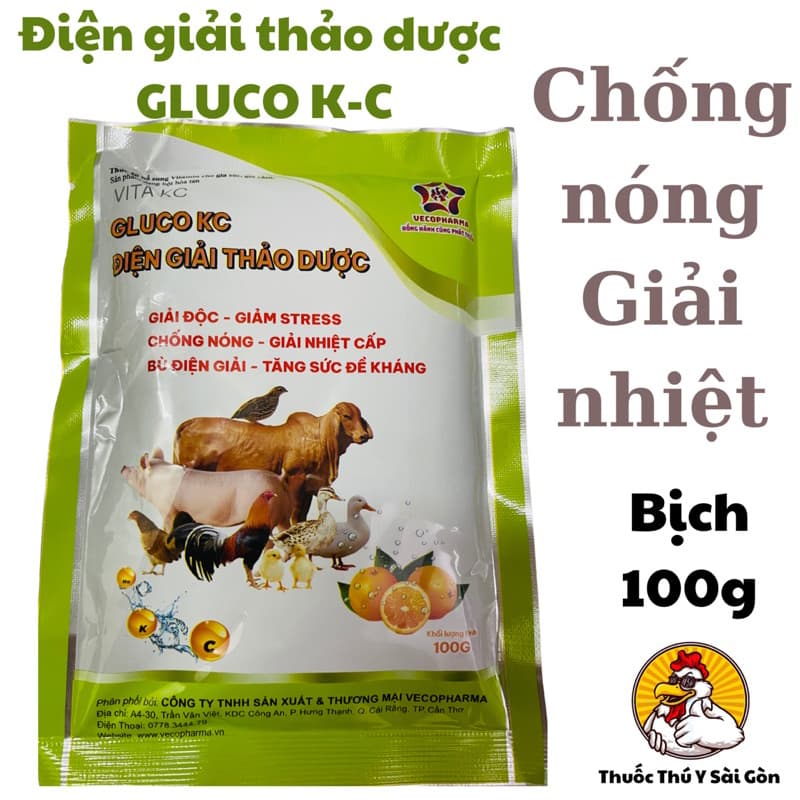 ĐIỆN GIẢI THẢO DƯỢC (Bịch 100g) Giải nhiệt, chống mất nước cho gà, heo...