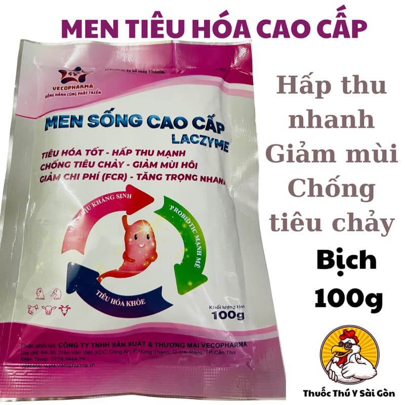 MEN TIÊU HÓA CAO CẤP (Gói 100g) Tăng hệ miễn dịch và tiêu hoá tốt, mùi thơm kích thèm ăn cho gia súc gia cầm