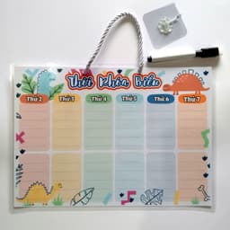 Thời Khóa Biểu Học sinh A4 ép Plastic kháng nước viết xóa dễ dàng sẵn dây treo và bút 6