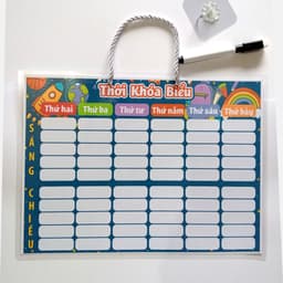 Thời Khóa Biểu Học sinh A4 ép Plastic kháng nước viết xóa dễ dàng sẵn dây treo và bút 5
