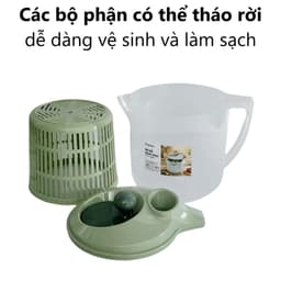 Bộ ca rổ quay rau sống 6L nhựa VIỆT NHẬT - Trong suốt, 2 lớp tách nước, vắt nhanh khô - 3516 rh98 7