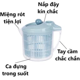 Bộ ca rổ quay rau sống 6L nhựa VIỆT NHẬT - Trong suốt, 2 lớp tách nước, vắt nhanh khô - 3516 rh98 4