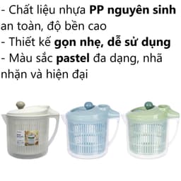 Bộ ca rổ quay rau sống 6L nhựa VIỆT NHẬT - Trong suốt, 2 lớp tách nước, vắt nhanh khô - 3516 rh98 2