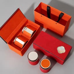Bộ hộp đựng trà quà tặng giấy hoạ tiết giả da - HVL TEA 2