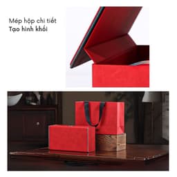 Bộ hộp đựng trà quà tặng giấy hoạ tiết giả da - HVL TEA 6