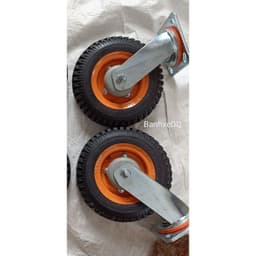 [KKTHN] Bánh Xe Đẩy  Mâm Vàng Dày Đường Kính 20Cm Càng 6 Ly Chịu Tải Nặng (Có Nắp Chắn Bi Chống Rỉ) 8
