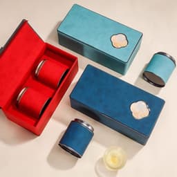 Bộ hộp đựng trà quà tặng giấy hoạ tiết giả da - HVL TEA 3