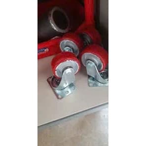 [DQN]Bánh Xe PU Đỏ Đường Kính 75mm Tải Nặng Chống Mòn Xước  