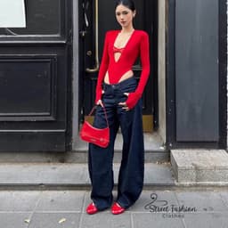(SẴN ĐỎ) Bodysuit dài tay khoét cao, cổ V sâu phối bra ren (may liền) sexy quyến rũ 5