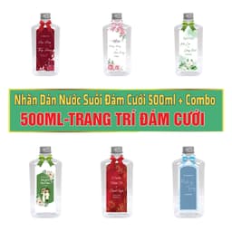 [ Chai 500Ml ] Nhãn dán nước suối + Combo (Nhãn dán + Chai Bầu 500ml + nơ) Trang Trí Đám Cưới, Đám Hỏi 1