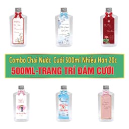 Combo Nhãn dán + Chai Bầu 500ml + nơ .Trang Trí Đám Cưới, Đám Hỏi 1