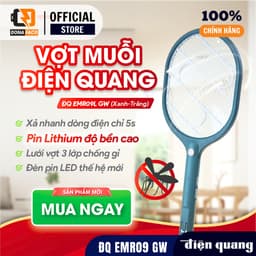Vợt Muỗi Điện Quang ĐQ EMR09 GW tích hợp đèn LED chiếu sáng pin lâu 6