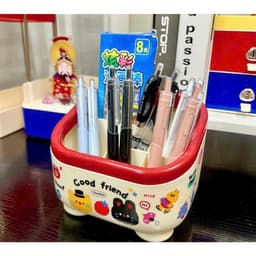 VINBEO Hộp Cắm Bút, Ống Cắm Bút (Tặng kèm Sticker dán cute) để bàn siêu dễ thương, Decor trang trí bàn học ANHI004 2