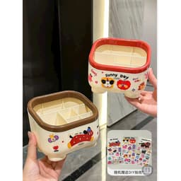 VINBEO Hộp Cắm Bút, Ống Cắm Bút (Tặng kèm Sticker dán cute) để bàn siêu dễ thương, Decor trang trí bàn học ANHI004 6