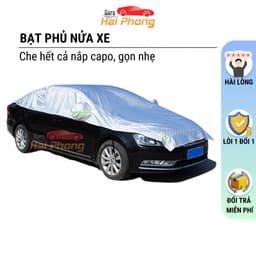 Bạt trùm nửa xe ô tô tráng bạc cách nhiệt cao cấp trùm kín capo, có phản quang, chống nóng, chống xước, cho các dòng xe 1
