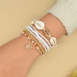 Bộ 7 Vòng Tay Vòng Chân Hạt Cườm Sao Biển Vỏ Sò - Quà Tặng Vibe Ocean Charm, Set Vintage Y2K, Phụ Kiện Nữ Đẹp 5