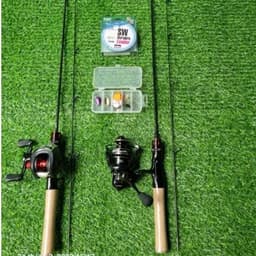 ComBo Cần Câu Cá ul Cán Gỗ 1m68 1m8 1m98 máy ngang tay phải và trái và máy đứng ac2000 kèm phụ kiện 1