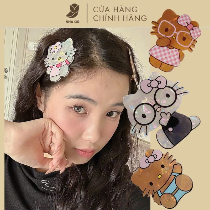 Kẹp Tóc Mái Hello Kitty NHÀ CÚ Nhựa Xinh Xắn Kute Phong Cách Hàn Quốc Hot Trend Nữ 6015