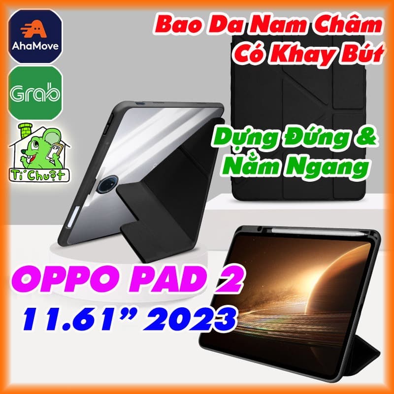 Bao Da MTB OPPO PAD 2 / OnePlus PAD 1 11.61" 2023 Gấp Khúc Lưng Acrylic Cứng Trong Suốt Viền Dẻo Có Nam Châm