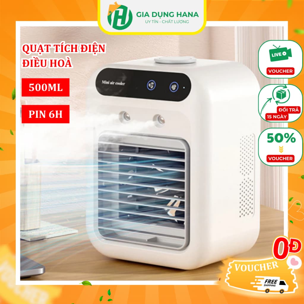 Quạt Điều Hoà Mini XM Youpin 3Life 500ml 2 Tốc Độ Gió Chế Độ Phun Hơi Nước Ướt Làm Mát Không Ồn Pin Dùng 6h