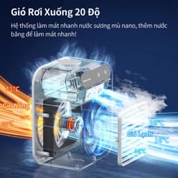 Quạt Điều Hoà Mini XM Youpin 3Life 500ml 2 Tốc Độ Gió Chế Độ Phun Hơi Nước Ướt Làm Mát Không Ồn Pin Dùng 6h 8