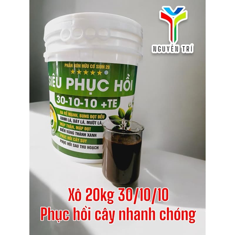 Xô 20kg NPK 30-10-10 chuyên gia giúp cây hồi sinh mạnh mẽ, bật chồi nhanh, và phát triển khỏe mạnh.
