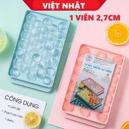 Combo 1 - 5 Khay Làm Đá 33 Viên Tròn, Khuôn Nhựa Làm Đá Bi Tròn, Làm Thạch Rau Câu 33 Ô 9