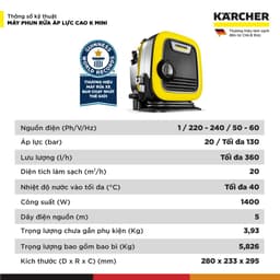 Máy phun rửa áp lực cao Karcher K Mini - Công suất 1400W, áp lực tối đa 110 bar nhỏ gọn - Bảo hành 24 tháng 3