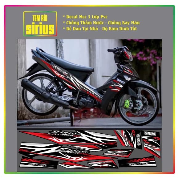 Tem Rời Sirius Đỏ Đen Xe Màu Đen 3lớp Chống Thấm Nước đẹp hot mẫu mới