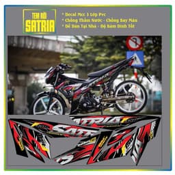 Tem Rời Dán Xe Satria Fi - Raider Fi Mẫu Lửa Đỏ Hồng Đen Chữ Satria F150 Cực Đẹp 1