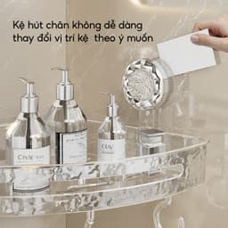 Kệ Góc Nhà Tắm Hút Chân Không Dán Tường JYoohome Kệ Đựng Đồ Sữa Tắm Dầu Gội Có Móc Treo Tiện Lợi 7
