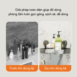 Kệ Góc Nhà Tắm Hút Chân Không Dán Tường JYoohome Kệ Đựng Đồ Sữa Tắm Dầu Gội Có Móc Treo Tiện Lợi 4