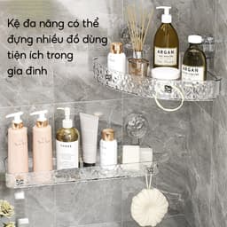 Kệ Góc Nhà Tắm Hút Chân Không Dán Tường JYoohome Kệ Đựng Đồ Sữa Tắm Dầu Gội Có Móc Treo Tiện Lợi 3