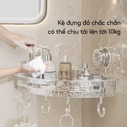 Kệ Góc Nhà Tắm Hút Chân Không Dán Tường JYoohome Kệ Đựng Đồ Sữa Tắm Dầu Gội Có Móc Treo Tiện Lợi 5