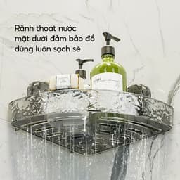 Kệ Góc Nhà Tắm Hút Chân Không Dán Tường JYoohome Kệ Đựng Đồ Sữa Tắm Dầu Gội Có Móc Treo Tiện Lợi 6