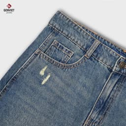 Quần sooc jean chữ A nữ cạp cao GENVIET JEANS kẻ xước denim cao cấp tôn dáng dễ phối đồ 8901 6