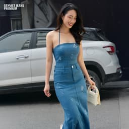 [ẨN] Áo hai dây nữ GENVIET JEANS vải cotton USA cao cấp dáng ôm tôn eo che bụng đính đá hiện đại S251.G. 8967 4