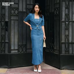 [ẨN] Chân Váy Nữ GENVIET JEANS Thiết Kế Cao Cấp Dáng Suông Họa Tiết Đính Đá Cạp Cao Sang Trọng S251.G. 8971 2