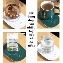 Cốc Hâm Nóng đồ uống kèm đế điện, Bộ Cốc sứ kèm đế điện hâm nóng trà, cafe, hâm sữa + Tặng kèm thìa vàng, hộp sang trọng 7