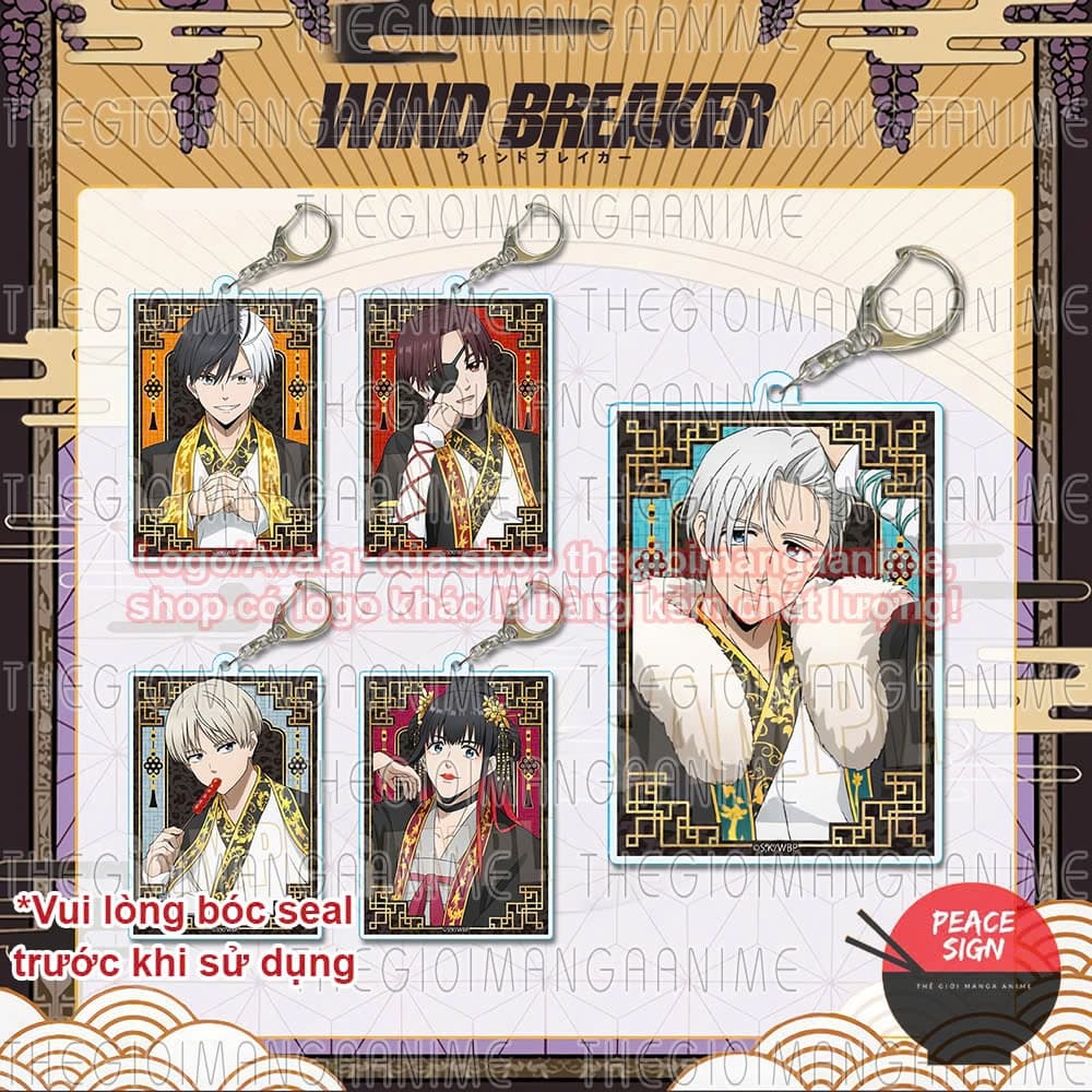Mua 1 tặng 1 (NGỒI GHẾ CỔ PHỤC) Móc khóa WIND BREAKER in hình chibi anime mica acrylic quà tặng xinh xắn