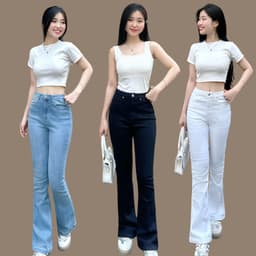 Quần jean nữ ống loe TTTHAO cao cấp dài 96cm kiểu dáng quần jeans ống bas VNXK phong cách quần jeans nữ basic s68 1